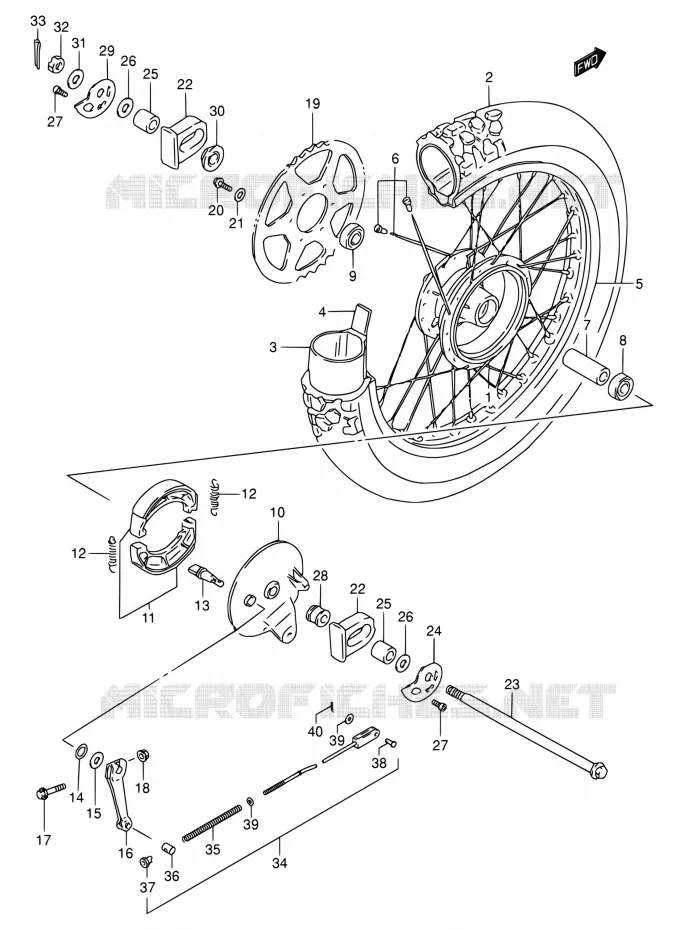 ROUE ARRIERE Suzuki MOTO 200 DR 2001  DR200SE K1 (E03,E28,E33)