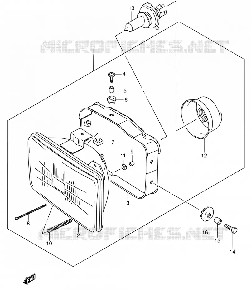 PHARE (MODEL K1 E24/MODEL K2 P09) Suzuki MOTO 200 DR 2002  DR200SE K2 (E06,E24)