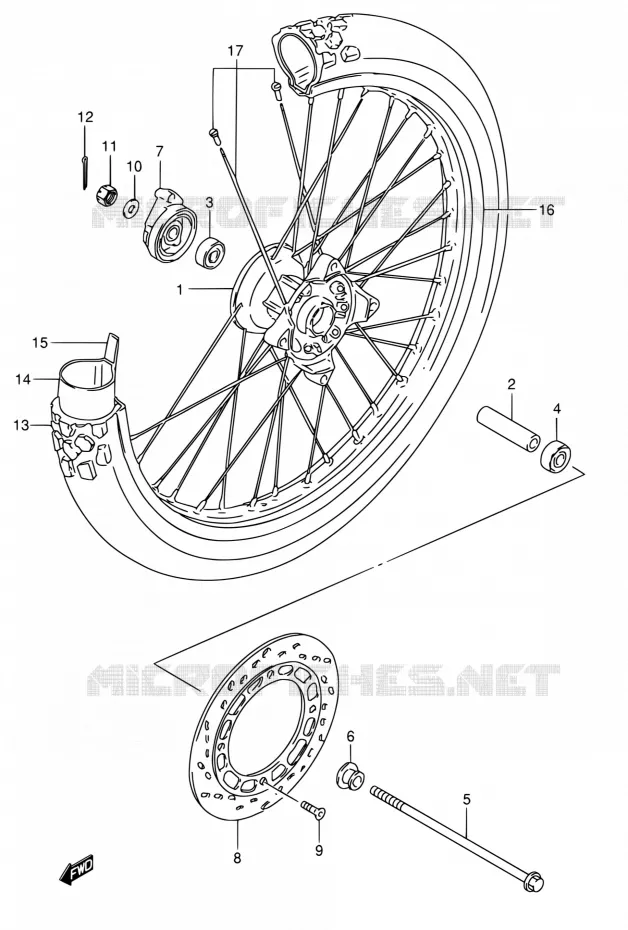 ROUE AVANT (MODEL K2 P09) Suzuki MOTO 200 DR 2002  DR200SE K2 (E06,E24)