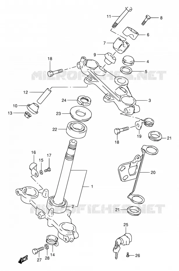 COLONNE DE DIRECTION (MODEL K1/MODEL K2 P09) Suzuki MOTO 200 DR 2003  DR200SE K3 (E06,E24)