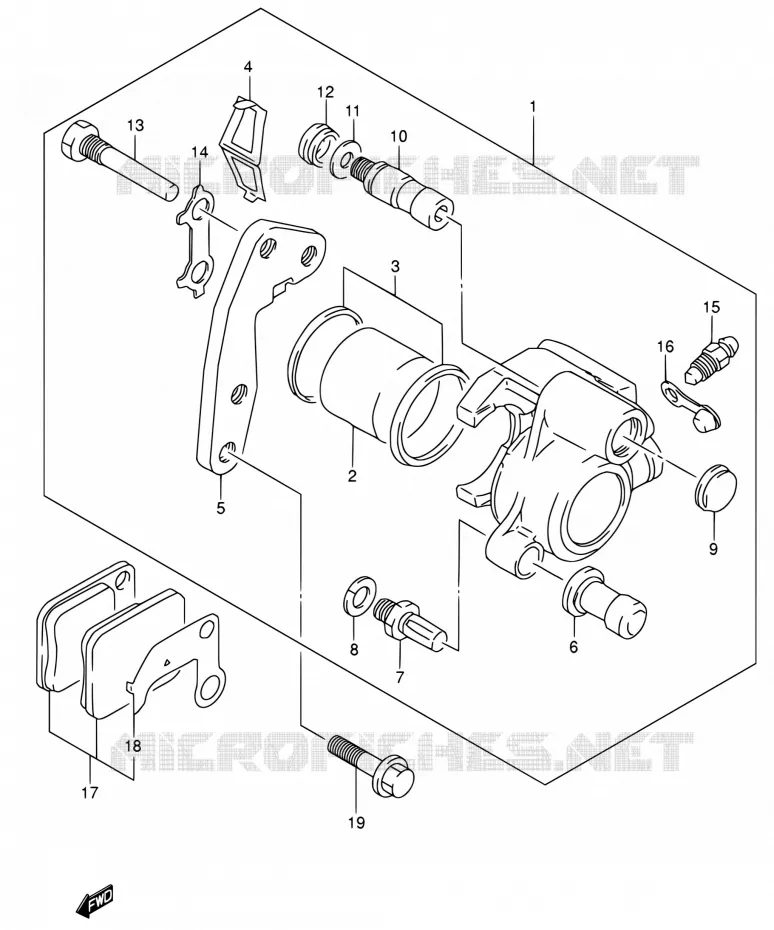 ETRIER DE FREIN AVANT (MODEL K2/K3/K4/K5 E06,E24) Suzuki MOTO 200 DR 2003  DR200SE K3 (E06,E24)