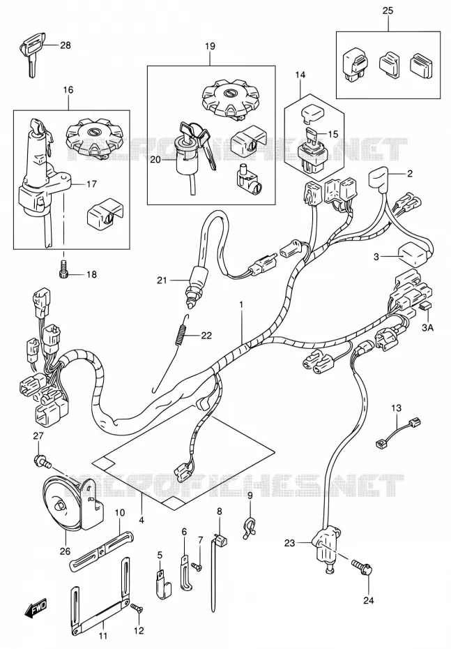 FAISCEAU ELECTRIQUE (MODELE K2/K3/K4/K5) Suzuki MOTO 200 DR 2003  DR200SE K3 (E06,E24)