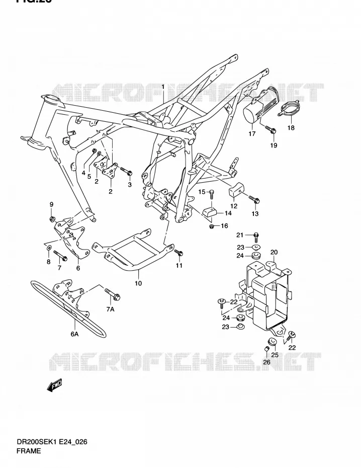 CADRE Suzuki MOTO 200 DR 2004  DR200SE K4 (E06,E24)