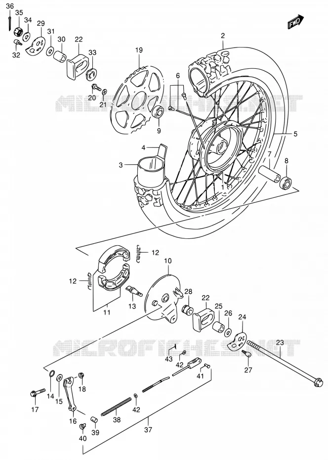 ROUE ARRIERE (MODEL K2 P09) Suzuki MOTO 200 DR 2004  DR200SE K4 (E06,E24)