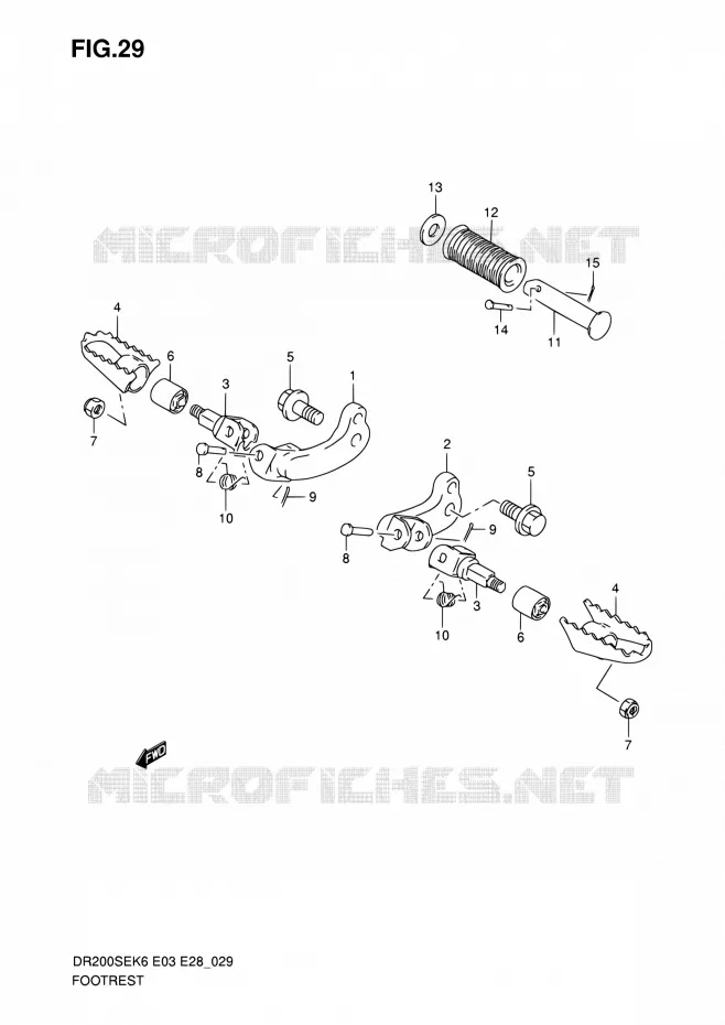 REPOSE PIED Suzuki MOTO 200 DR 2007  DR200SE K7 (E03,E28,E33)