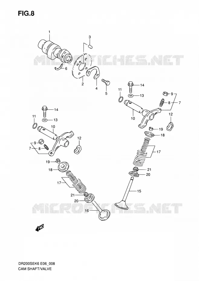 ARBRE A CAMES - VALVE Suzuki MOTO 200 DR 2007  DR200SE K7 (E06,E24)