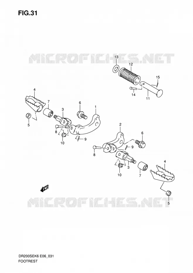 REPOSE PIED (E06) Suzuki MOTO 200 DR 2007  DR200SE K7 (E06,E24)