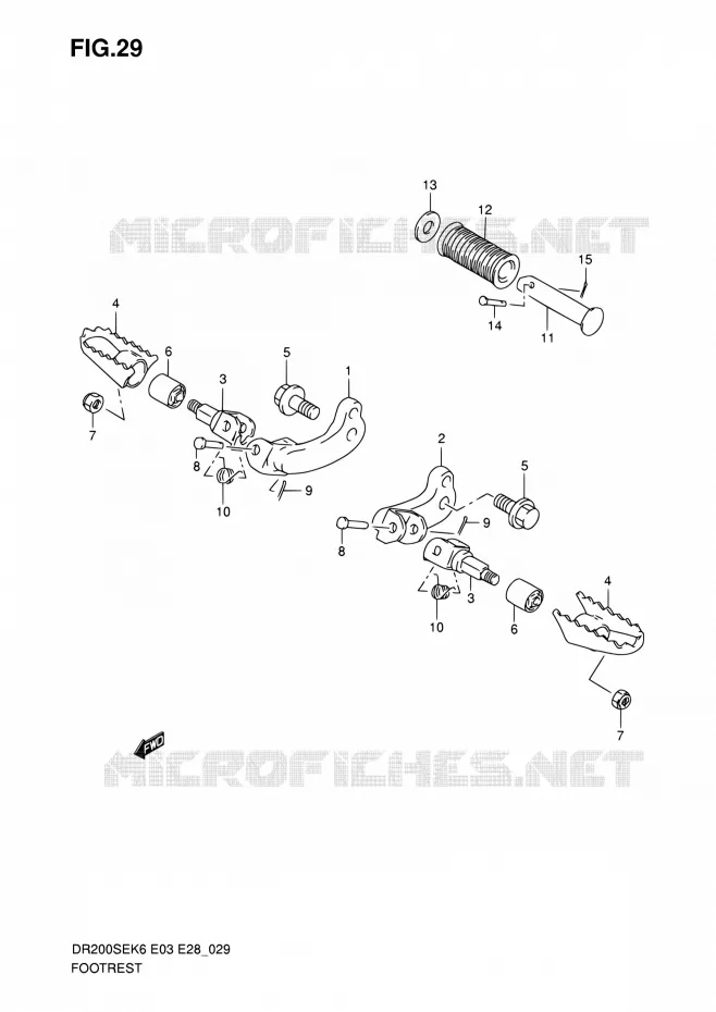 REPOSE PIED Suzuki MOTO 200 DR 2009  DR200SE K9 (E03,E28,E33)