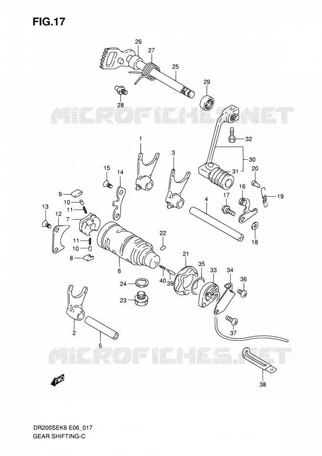 ENSEMBLE SELECTEUR DE VITESSES Suzuki MOTO 200 DR 2009  DR200SE K9 (E06,E24)