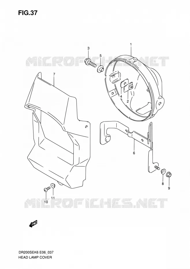 SUPPORT - CARENAGES DE PHARE Suzuki MOTO 200 DR 2009  DR200SE K9 (E06,E24)