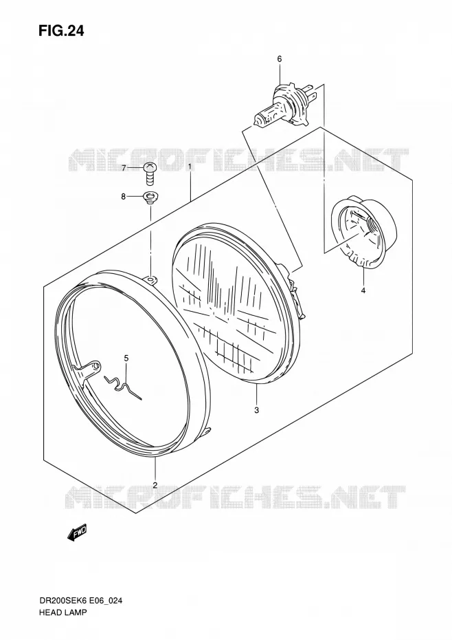 PHARE Suzuki MOTO 200 DR 2010  DR200SE L0 (E06,E24)