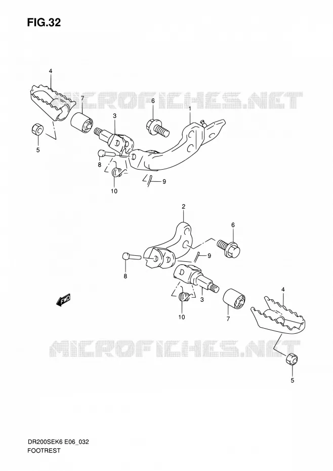 REPOSE PIED (E24) Suzuki MOTO 200 DR 2010  DR200SE L0 (E06,E24)
