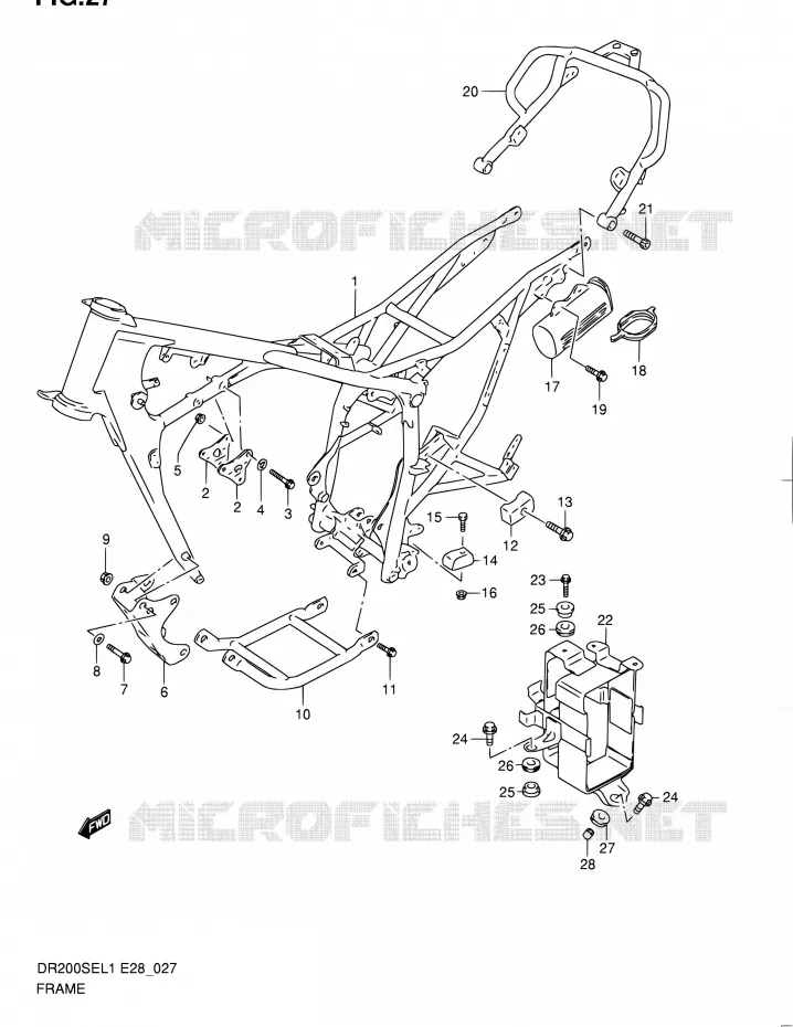 CADRE Suzuki MOTO 200 DR 2011  DR200SE L1 (E03,E28,E33)