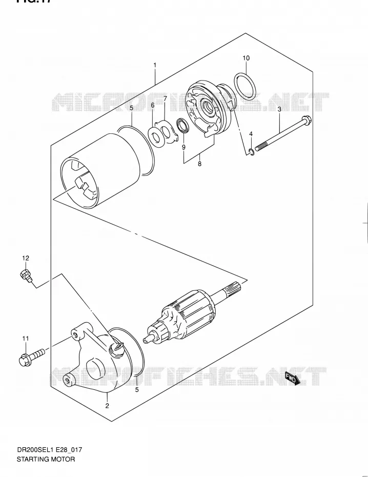 DEMARREUR Suzuki MOTO 200 DR 2011  DR200SE L1 (E03,E28,E33)
