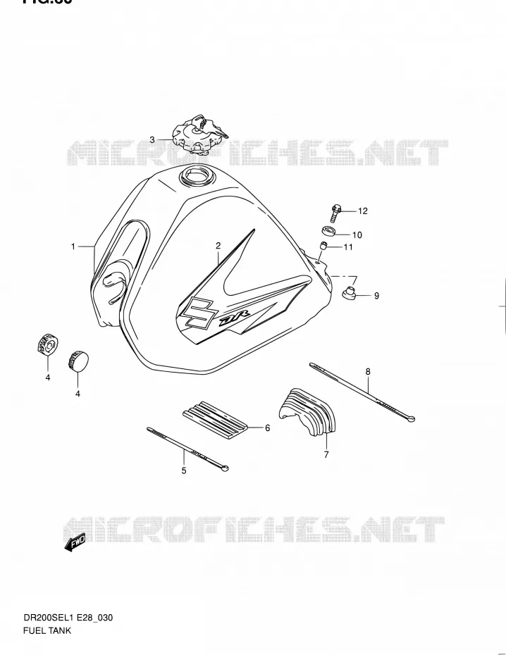 RESERVOIR D'ESSENCE Suzuki MOTO 200 DR 2011  DR200SE L1 (E03,E28,E33)