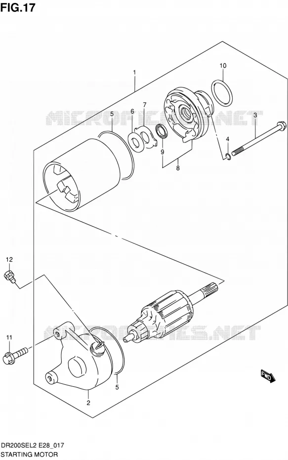 DEMARREUR Suzuki MOTO 200 DR 2012  DR200SE L2 (E03,E28,E33)