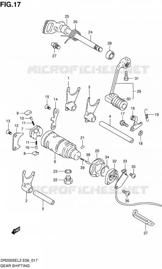 ENSEMBLE SELECTEUR DE VITESSES Suzuki MOTO 200 DR 2012  DR200SEL2(E24)