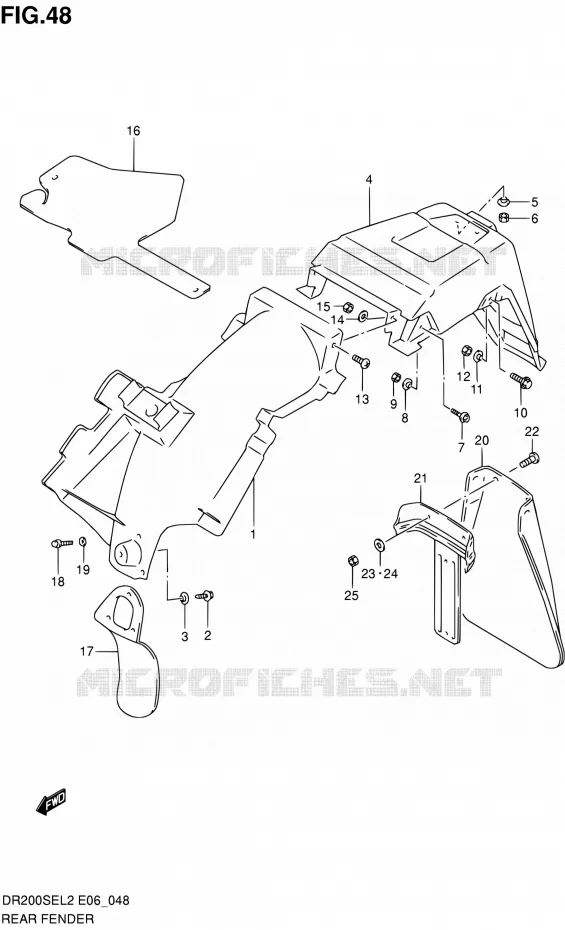 GARDE BOUE ARRIERE Suzuki MOTO 200 DR 2012  DR200SEL2(E24)