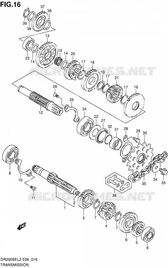 TRANSMISSION Suzuki MOTO 200 DR 2012  DR200SEL2(E24)