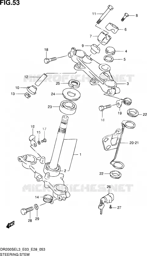 COLONNE DE DIRECTION Suzuki MOTO 200 DR 2013  DR200SE L3 (E03,E28,E33)