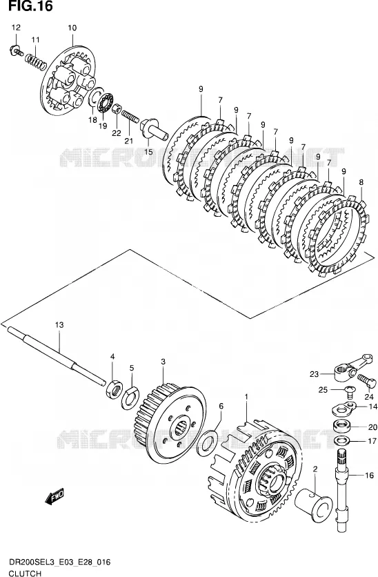 EMBRAYAGE Suzuki MOTO 200 DR 2013  DR200SE L3 (E03,E28,E33)