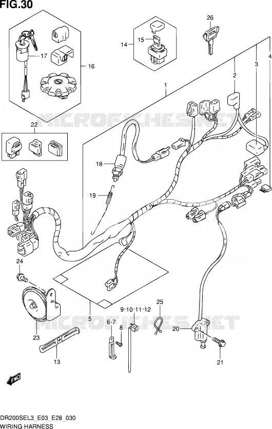 FAISCEAU ELECTRIQUE (DR200SEL3 E28) Suzuki MOTO 200 DR 2013  DR200SE L3 (E03,E28,E33)