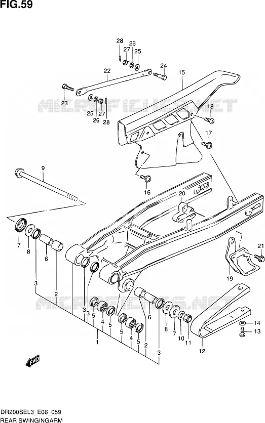 BRAS OSCILLANT ARRIERE Suzuki MOTO 200 DR 2013  DR200SE L3 (E06)