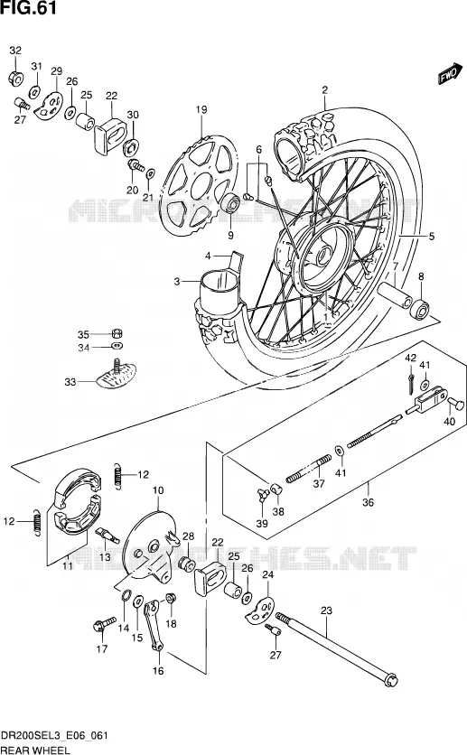 ROUE ARRIERE Suzuki MOTO 200 DR 2013  DR200SE L3 (E06)