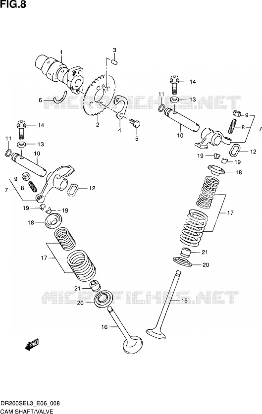 ARBRE A CAMES - VALVE Suzuki MOTO 200 DR 2013  DR200SE L3 (E24)