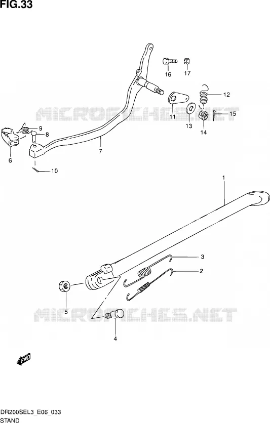 BEQUILLE (DR200SEL3 E06) Suzuki MOTO 200 DR 2013  DR200SE L3 (E24)