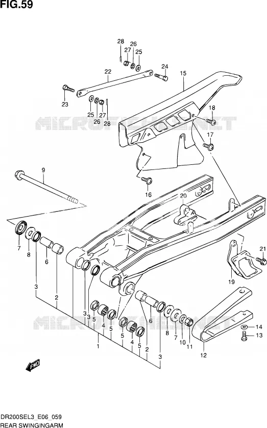 BRAS OSCILLANT ARRIERE Suzuki MOTO 200 DR 2013  DR200SE L3 (E24)