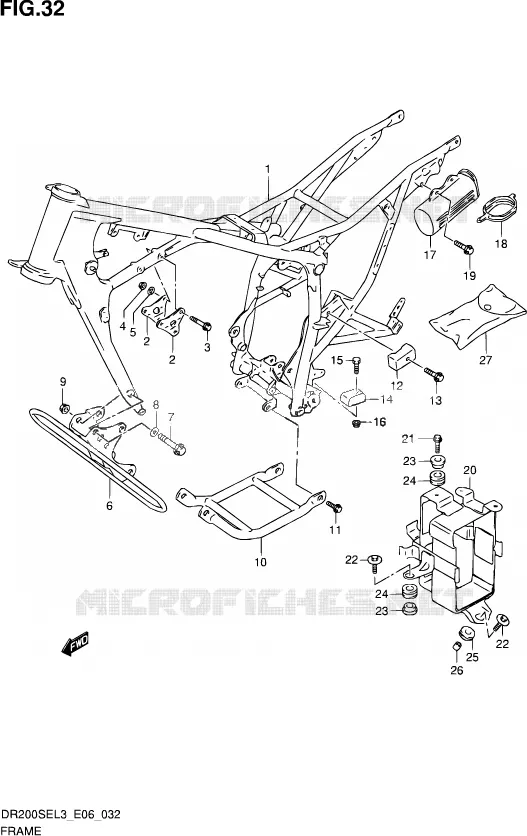CADRE (DR200SEL3 E24) Suzuki MOTO 200 DR 2013  DR200SE L3 (E24)