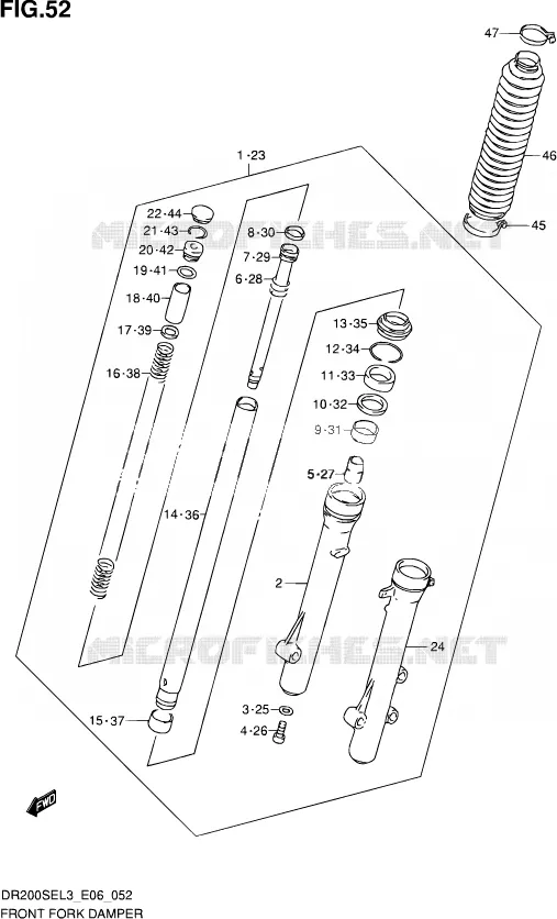 FOURCHE Suzuki MOTO 200 DR 2013  DR200SE L3 (E24)