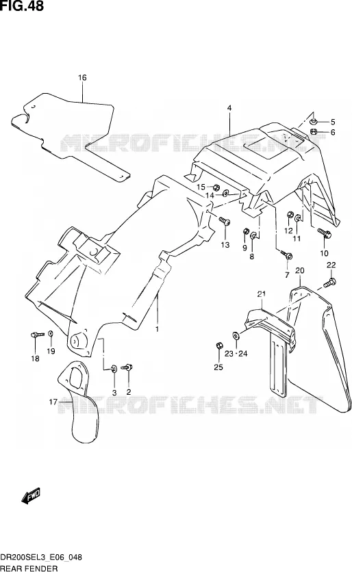 GARDE BOUE ARRIERE Suzuki MOTO 200 DR 2013  DR200SE L3 (E24)