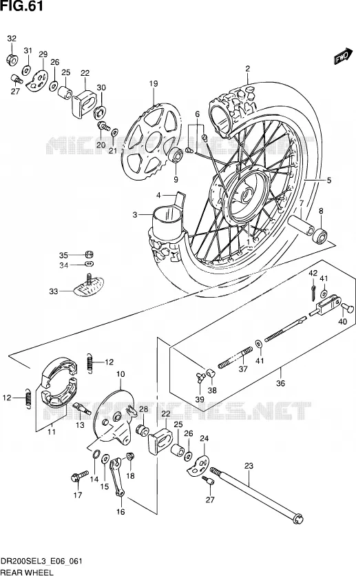 ROUE ARRIERE Suzuki MOTO 200 DR 2013  DR200SE L3 (E24)
