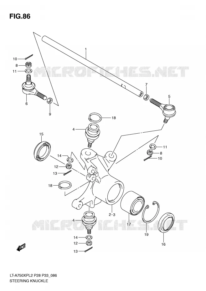 BIELLETTES DE DIRECTION - MOYEU Suzuki QUAD 750 KINGQUAD 2012  LT-A750XPL2(P28)