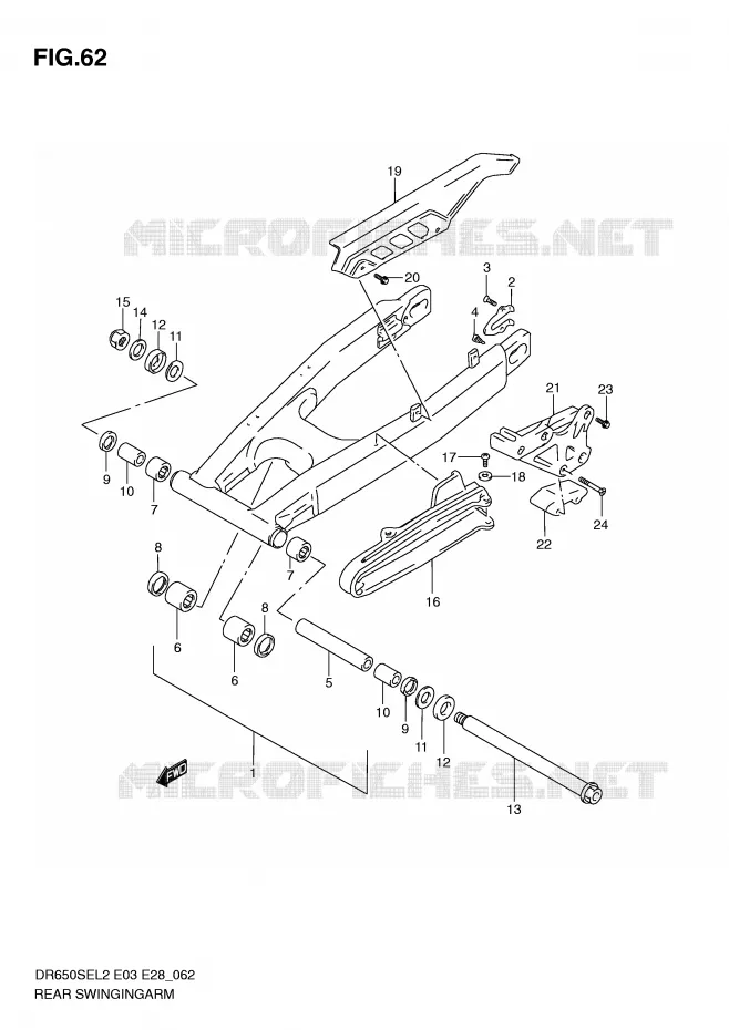 BRAS OSCILLANT ARRIERE Suzuki MOTO 650 DR 2012  DR650SEL2(E03)