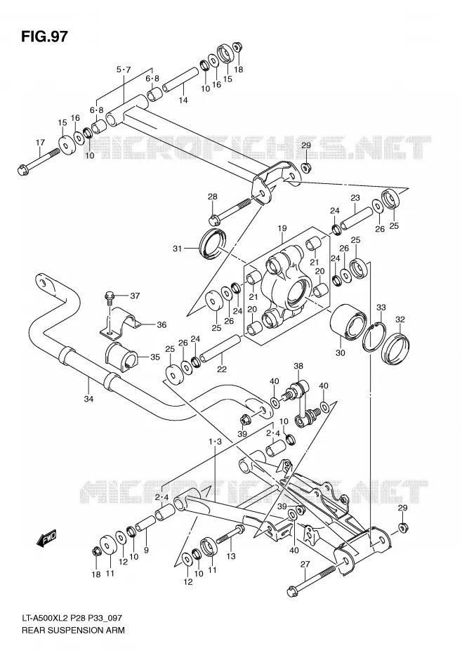 BRAS OSCILLANT (LT-A500XL2 P33) Suzuki QUAD 500 KINGQUAD 2012  LT-A500XL2(P28)
