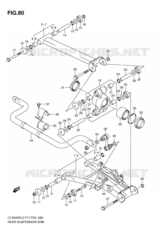 BRAS SUSPENSION ARRIERE Suzuki QUAD 500 KINGQUAD 2012  LT-A500XL2(P17)