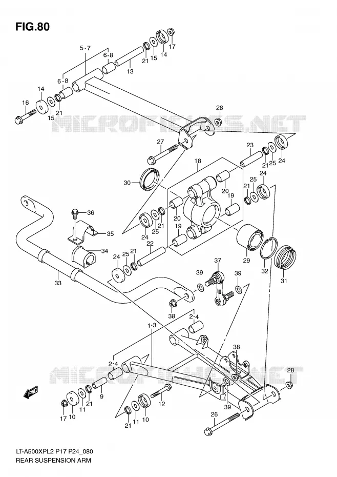 BRAS SUSPENSION ARRIERE Suzuki QUAD 500 KINGQUAD 2012  LT-A500XPZL2(P17)