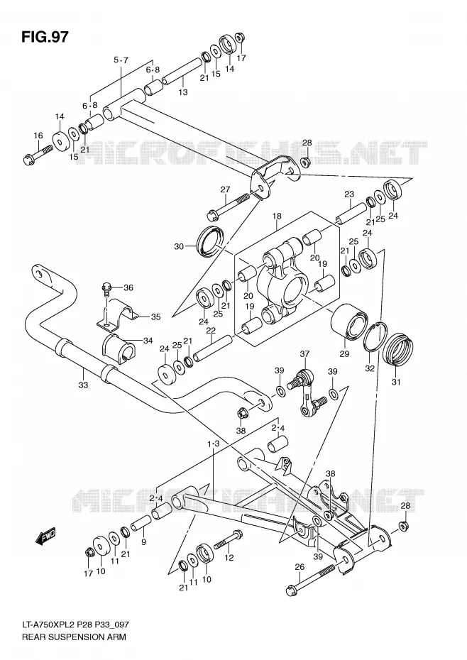 BRAS SUSPENSION ARRIERE Suzuki QUAD 750 KINGQUAD 2012  LT-A750XPL2(P28)