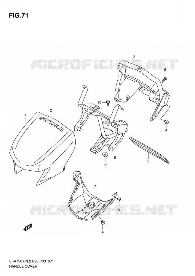 CARENAGE DE GUIDON (LT-A750XPZL2 P33) Suzuki QUAD 750 KINGQUAD 2012  LT-A750XPL2(P28)