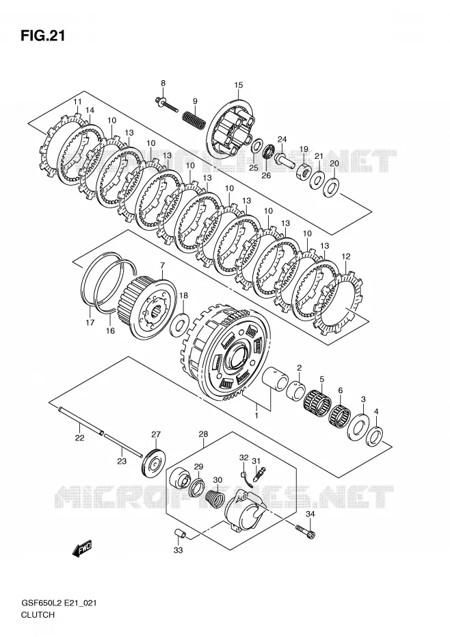 EMBRAYAGE Suzuki MOTO 650 BANDIT 2012  GSF650SUL2(E21)