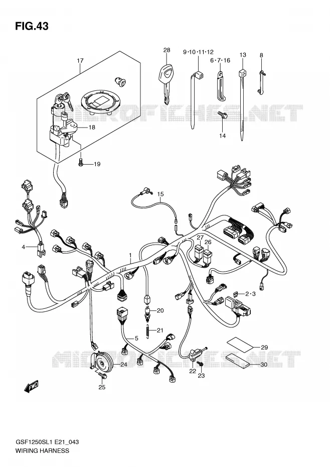 FAISCEAU ELECTRIQUE (GSF1250SL1 E21) Suzuki MOTO 1250 BANDIT 2012  GSF1250SAL1(E21)