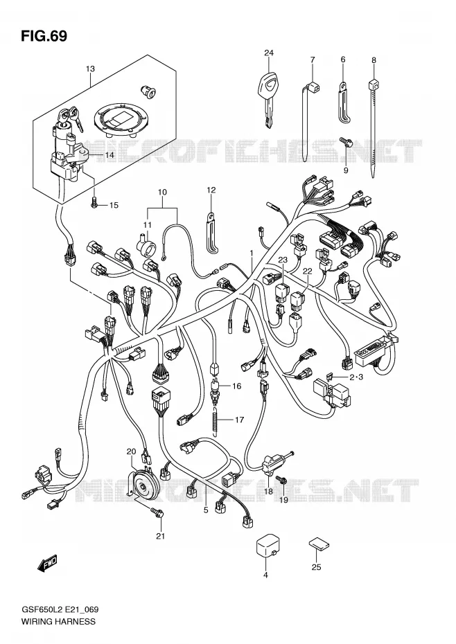 FAISCEAU ELECTRIQUE (GSF650AL2 E21) Suzuki MOTO 650 BANDIT 2012  GSF650SAL2(E21)