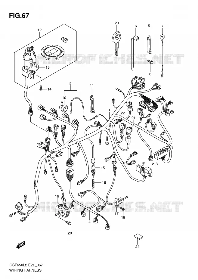 FAISCEAU ELECTRIQUE (GSF650L2 E21) Suzuki MOTO 650 BANDIT 2012  GSF650SAL2(E21)