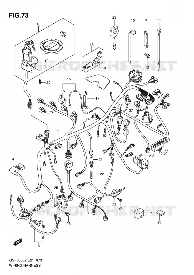 FAISCEAU ELECTRIQUE (GSF650SAL2 E21) Suzuki MOTO 650 BANDIT 2012  GSF650SUL2(E21)