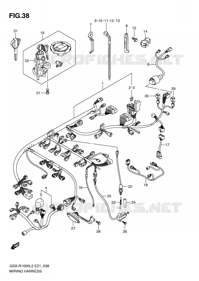 FAISCEAU ELECTRIQUE (GSX-R1000L2 E21) Suzuki MOTO 1000 GSX-R 2012  GSX-R1000L2(E21)
