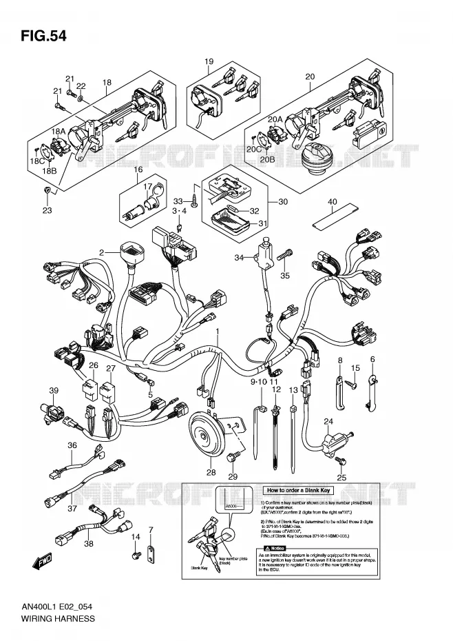 FAISCEAU ELECTRIQUE (IMOBI) (AN400L1 E2) Suzuki SCOOTER 400 BURGMAN 2011  AN400ZAL1(E2)