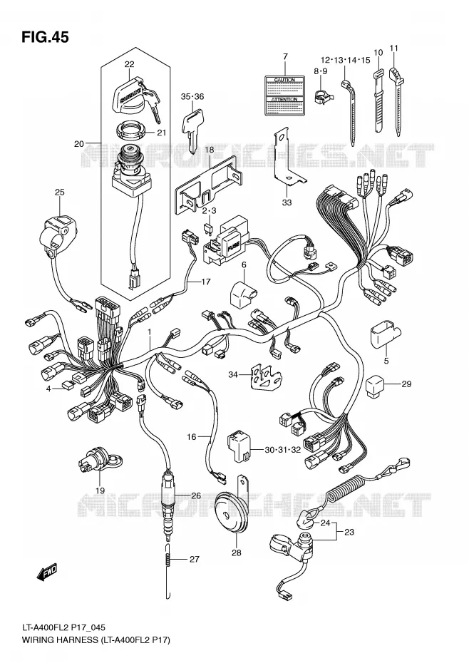 FAISCEAU ELECTRIQUE (LT-A400FL2 P17) Suzuki QUAD 400 KINGQUAD 2012  LT-A400L2(P17)